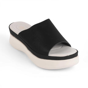 San Black Women's Round Shape Wedges Tresmpde