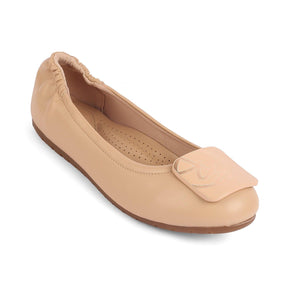 Tre Beige Women's Round Shape Ballerinas Tresmode