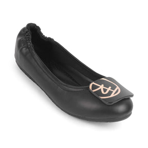 Tre Black Women's Round Shape Ballerinas Tresmode