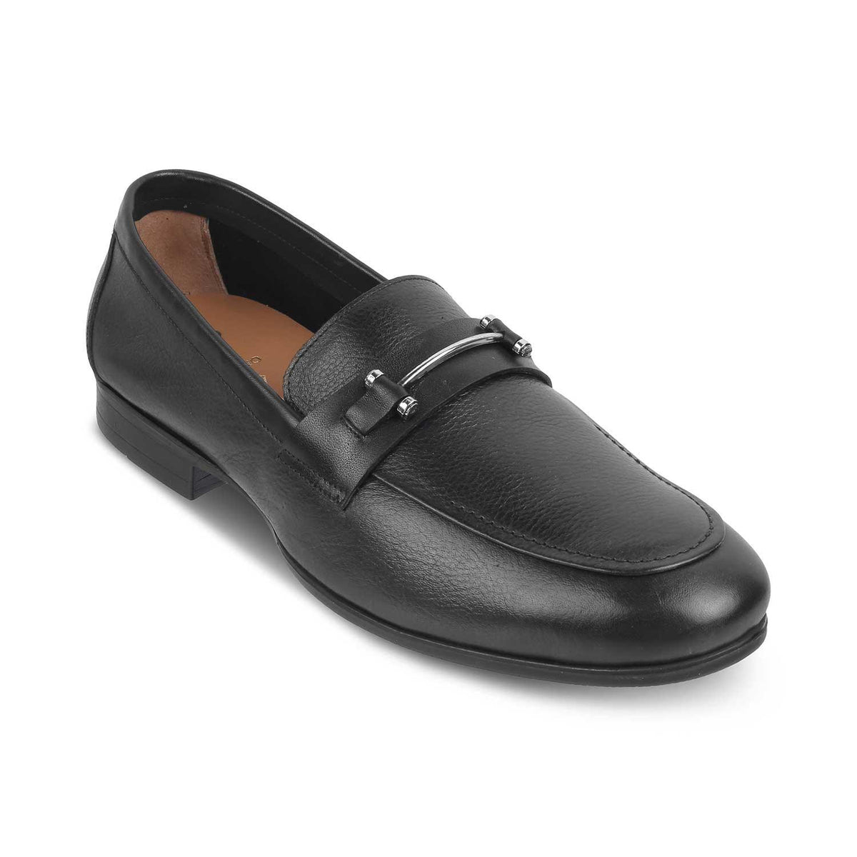 The Bone Black Men's Leather Loafers Tresmode - Tresmode