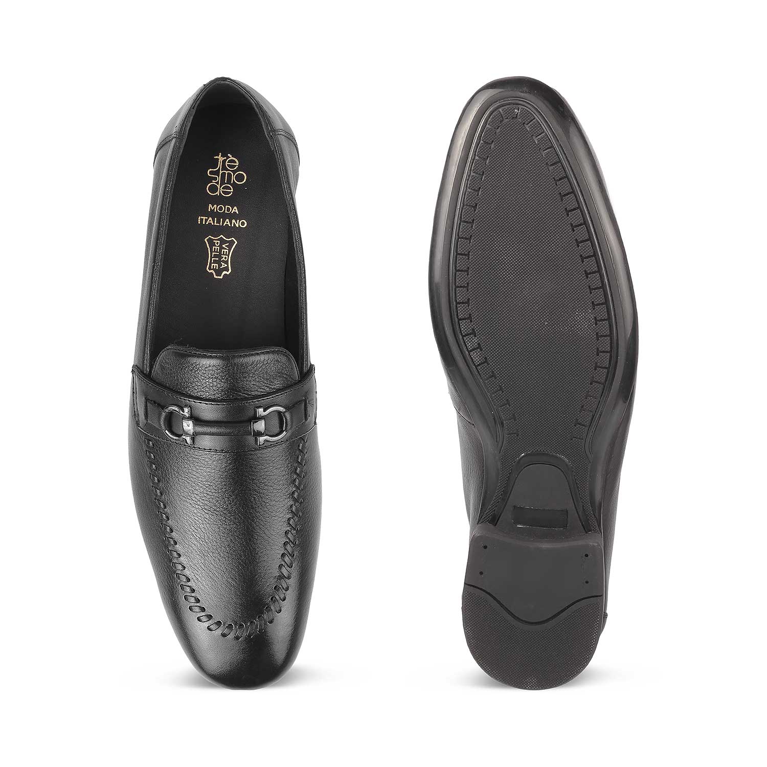 The Bologna Black Men's Leather Loafers Tresmode - Tresmode