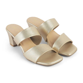 Tresmode Dejvice Gold Women's Casual Block Heel Sandals