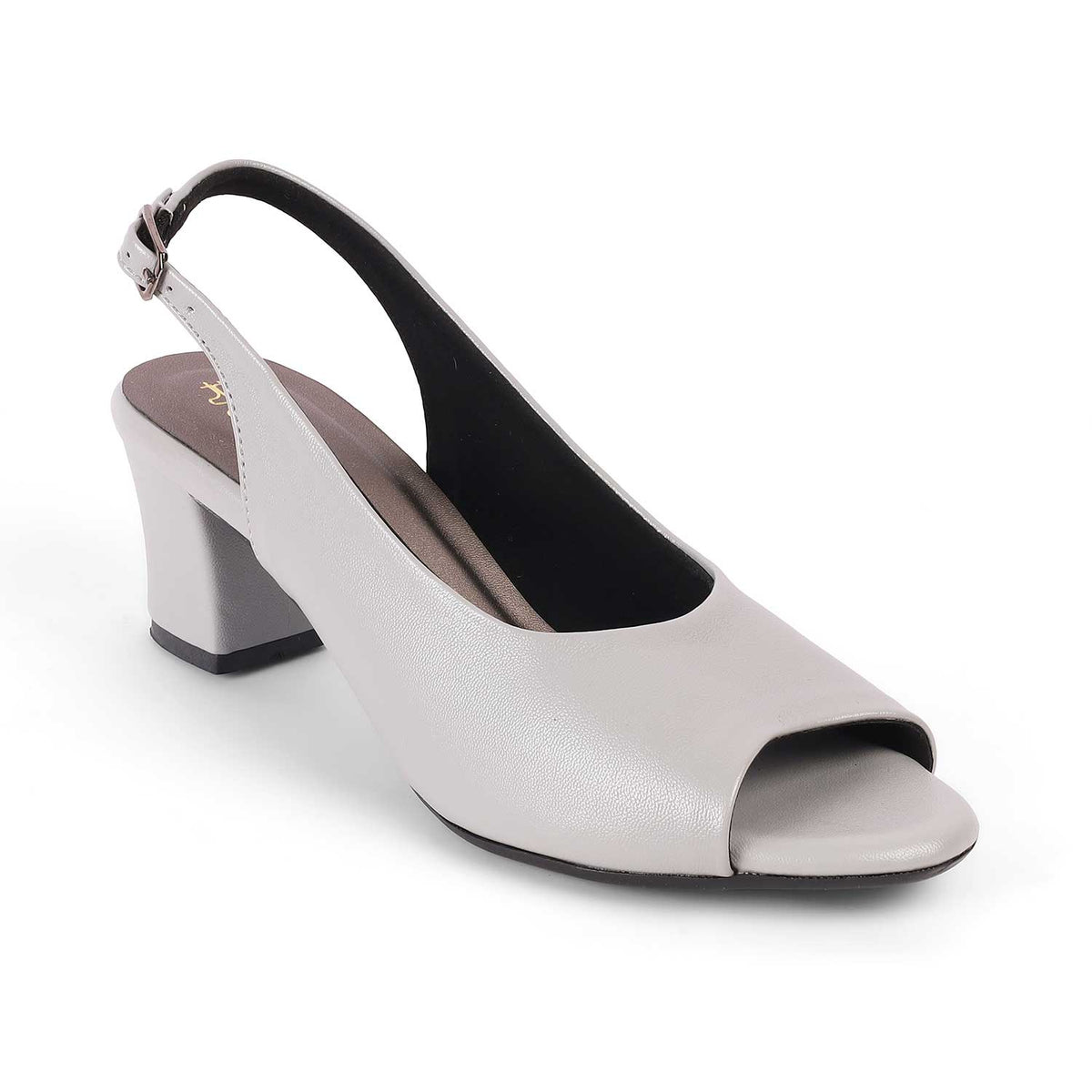 Tresmode Eden Grey Women's Peep-Toe Block Heel Sandals