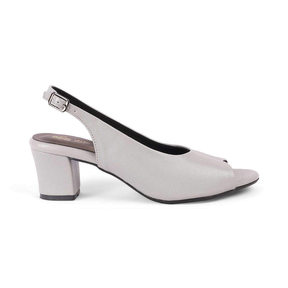 Tresmode Eden Grey Women's Peep-Toe Block Heel Sandals