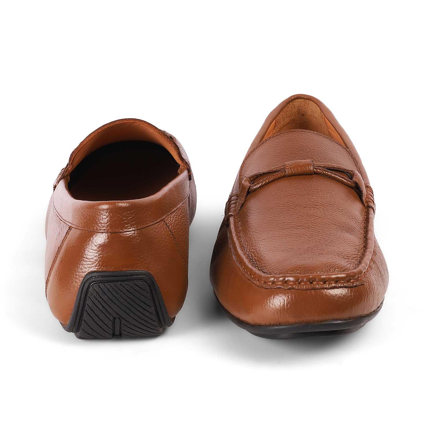 Tresmode Event Tan Men's Leather Driving Loafers