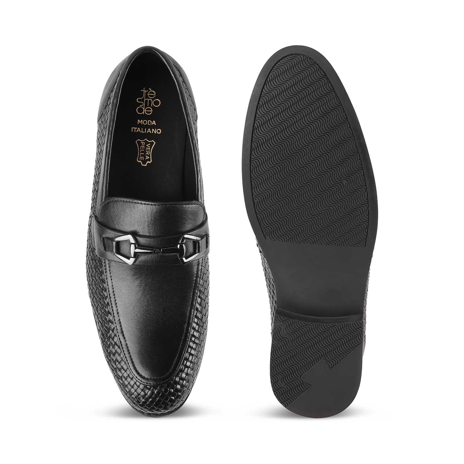 Julio Black Men's Modern Leather Loafers Tresmode