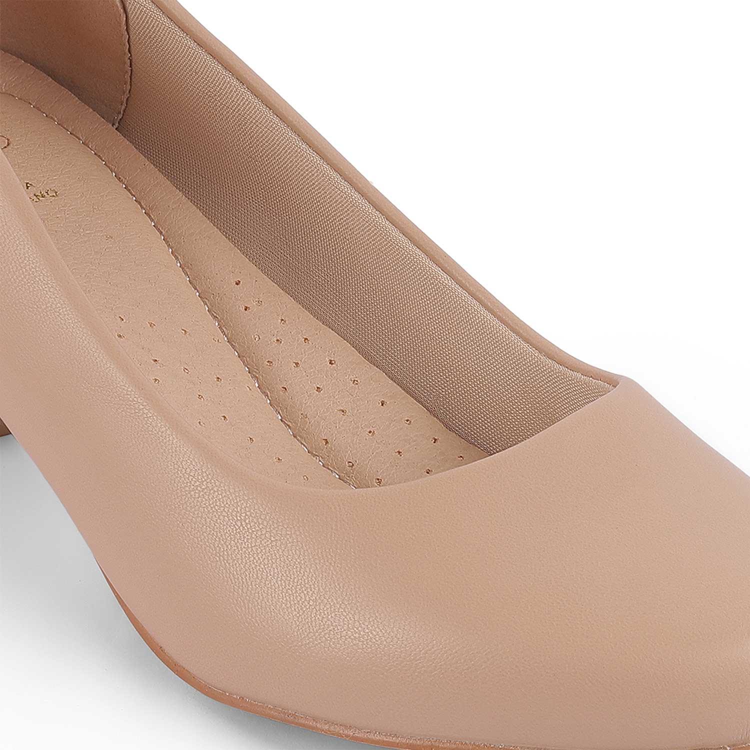 Tresmode Koko Beige Women's Casual Block Heel Pumps