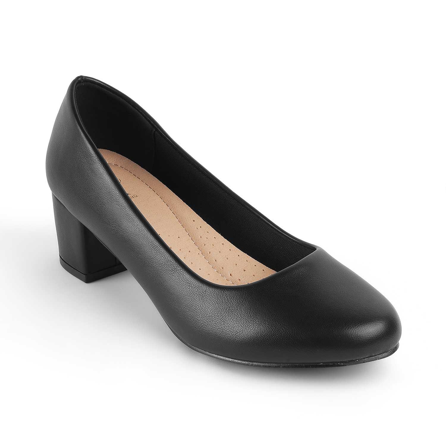 Tresmode Koko Black Women's Casual Block Heel Pumps