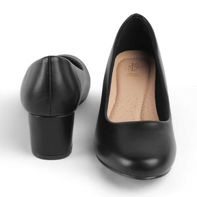 Tresmode Koko Black Women's Casual Block Heel Pumps