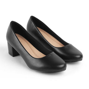 Tresmode Koko Black Women's Casual Block Heel Pumps