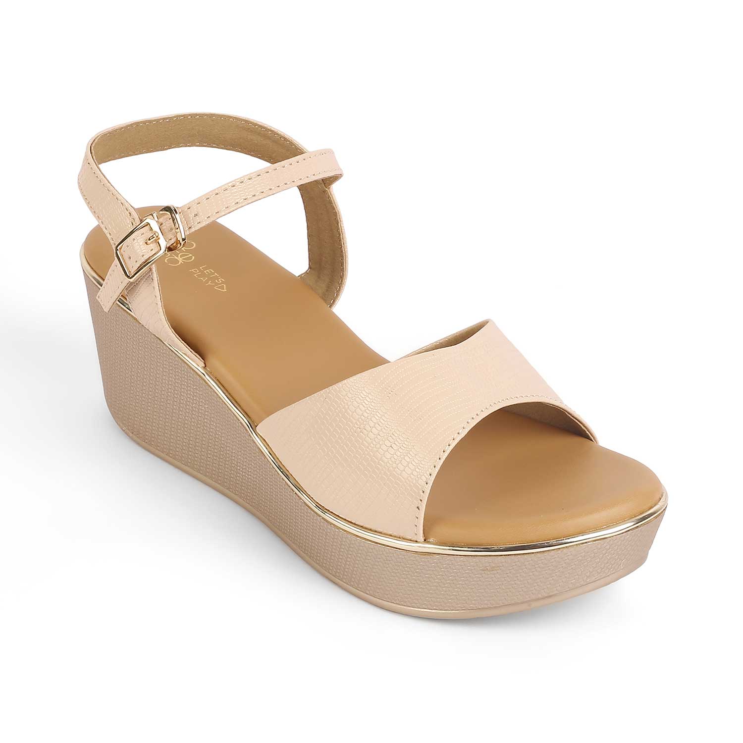 Tresmode Lannes Beige Women's Dress Wedge Sandals