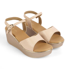 Tresmode Lannes Beige Women's Dress Wedge Sandals