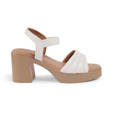 Menzo White Women's Block Heel Sandals Tresmode