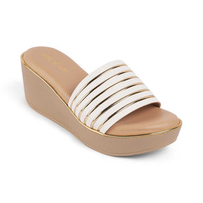 Tresmode Mestr White Women's Dress Wedge Sandals