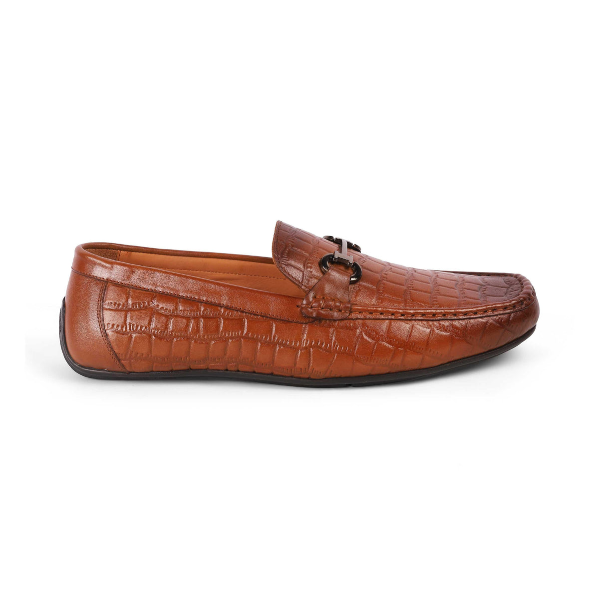 Oxile Tan Men's Textured Leather Loafers Tresmode