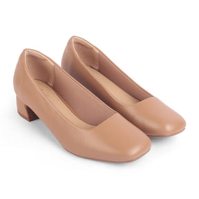 Riyan Camel Women's 1.5-inch Block Heel Pumps Tresmode