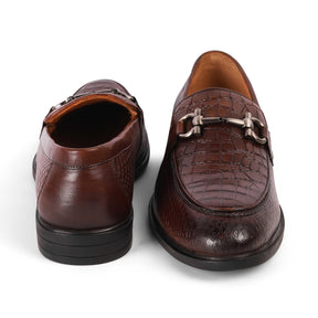 Tresmode Ro Brown Men's Textured Leather Loafers