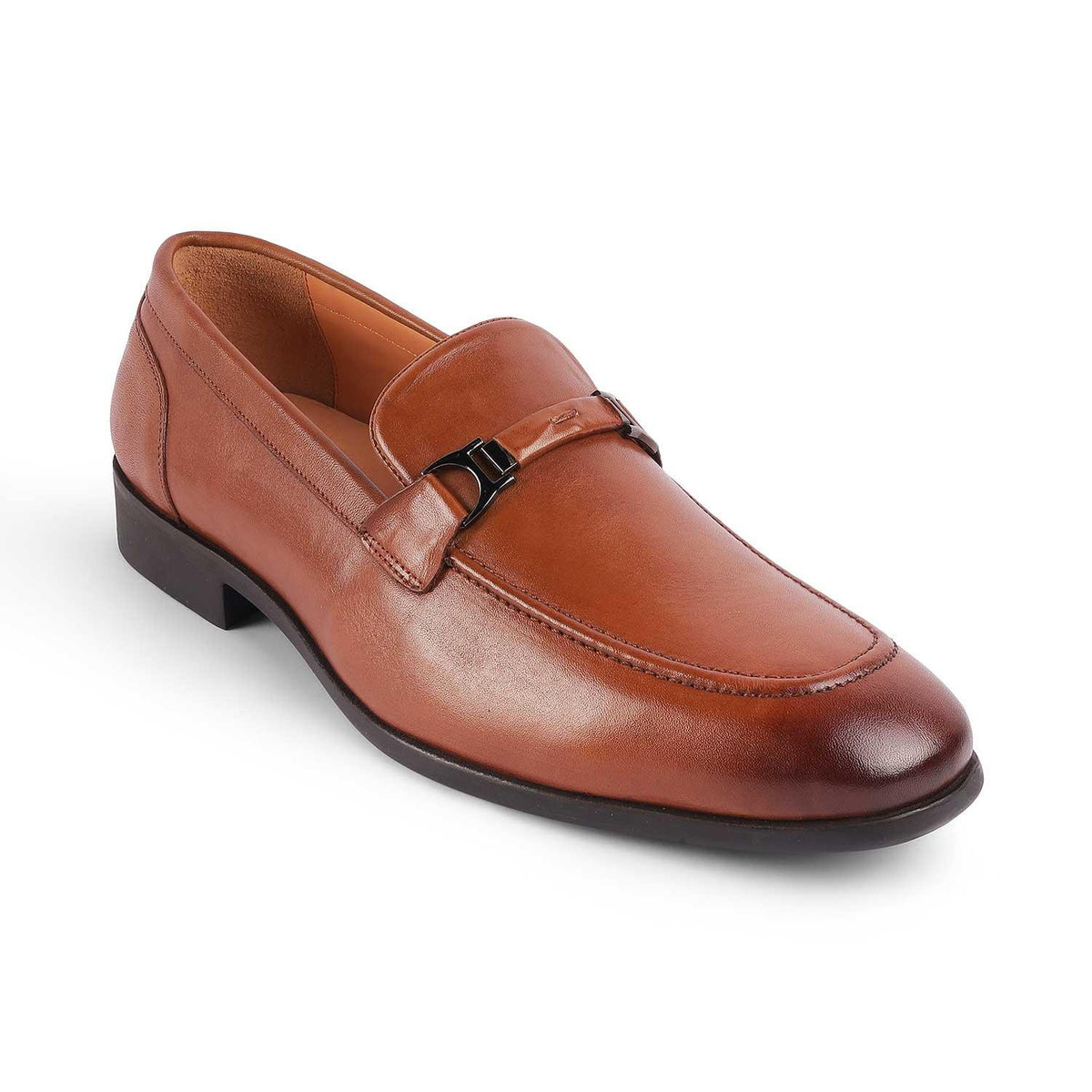 Rofel Tan Men's Almond Shape Leather Loafers Tresmode