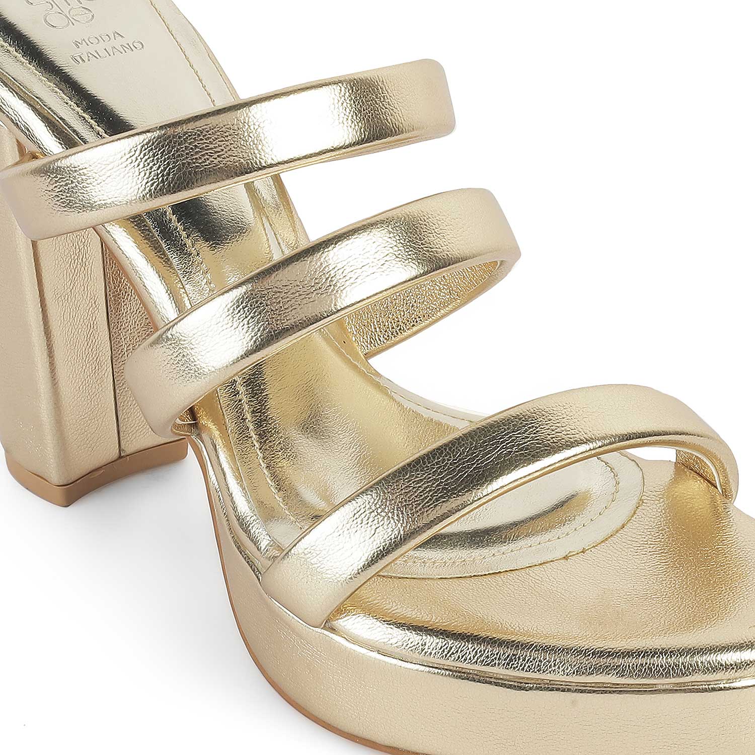 Tresmode Roxy Gold Women's Dress Block Heel Sandals