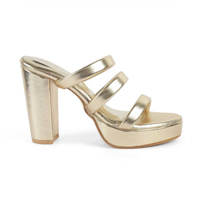 Tresmode Roxy Gold Women's Dress Block Heel Sandals