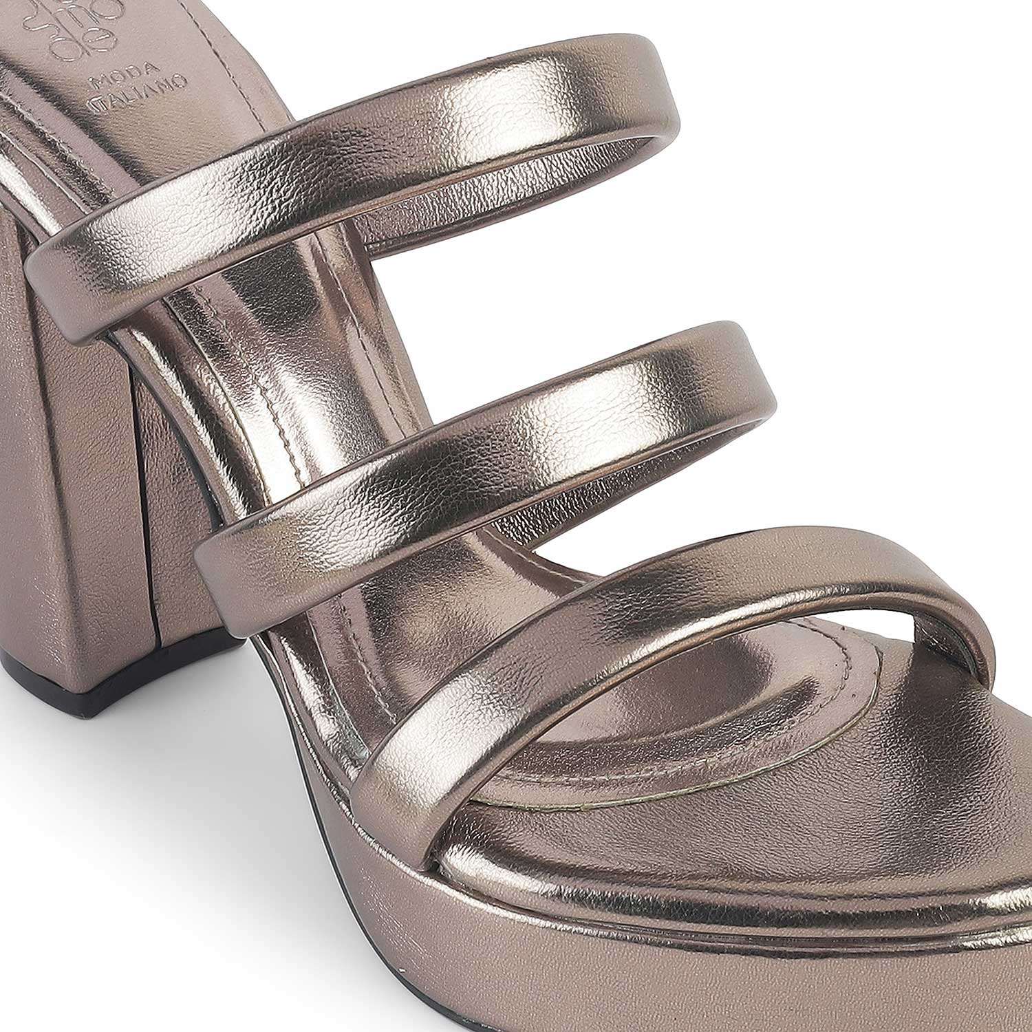 Tresmode Roxy Pewter Women's Dress Block Heel Sandals