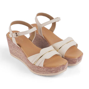 Tresmode Sanet Cream  Women's Dress Wedge Sandals