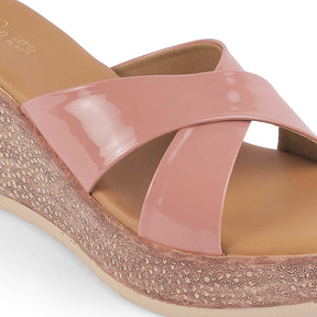 Tresmode Sansy Pink Women's Dress Wedge Sandals