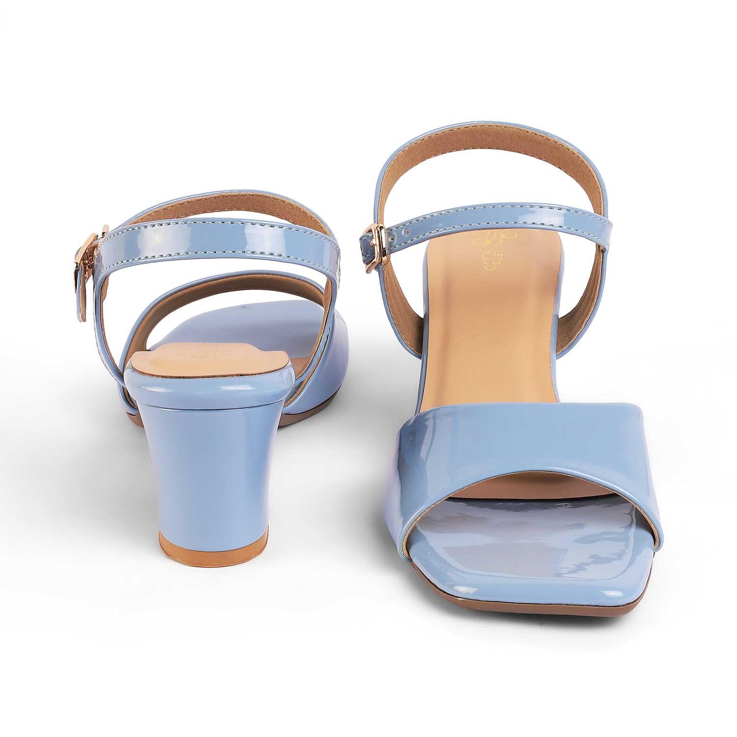 Solor Blue Women's TPR Sole Block Heel Sandals Tresmode