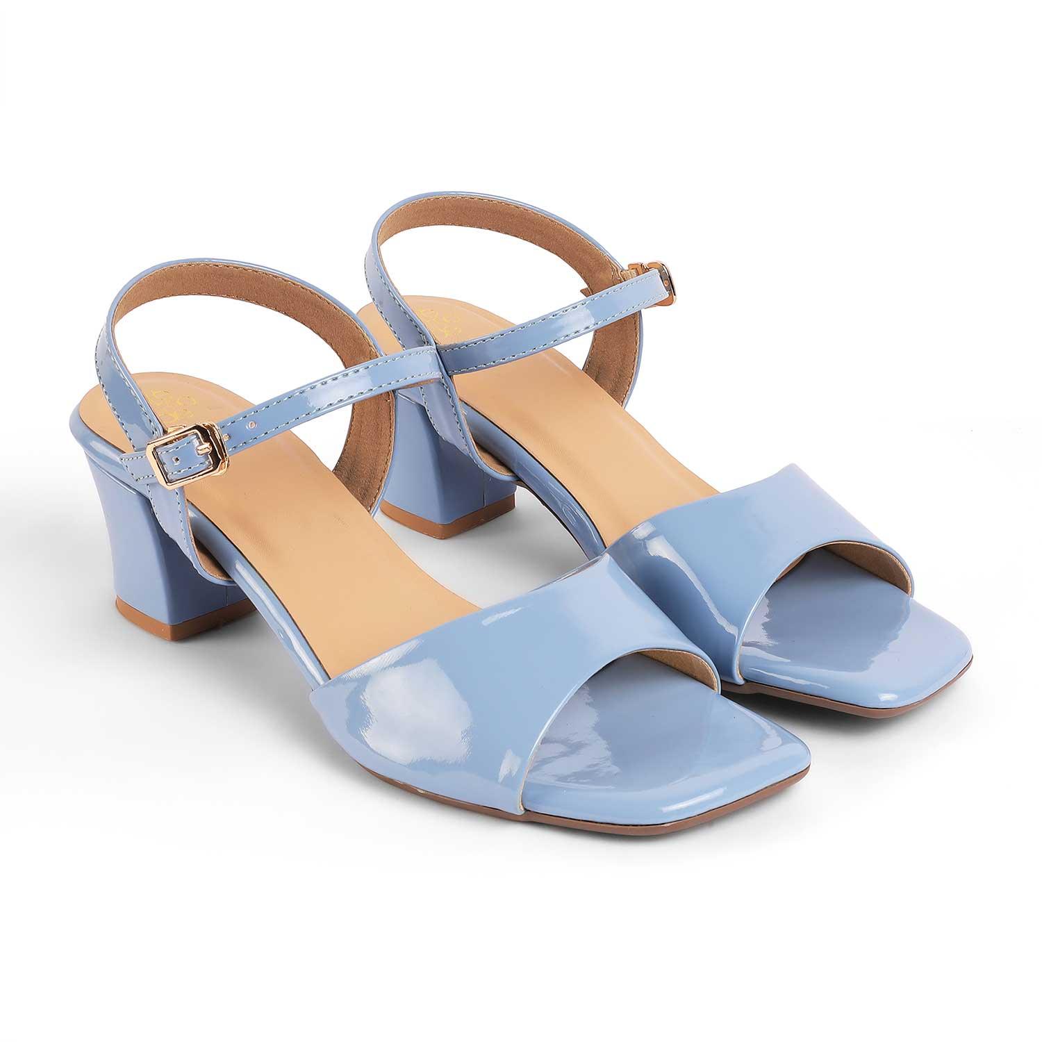 Solor Blue Women's Vegan-Friendly Block Heel Sandals Tresmode