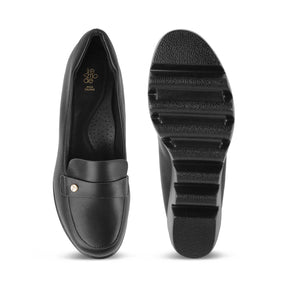 Tresmode Towes Black Women's Dress Wedge Loafers