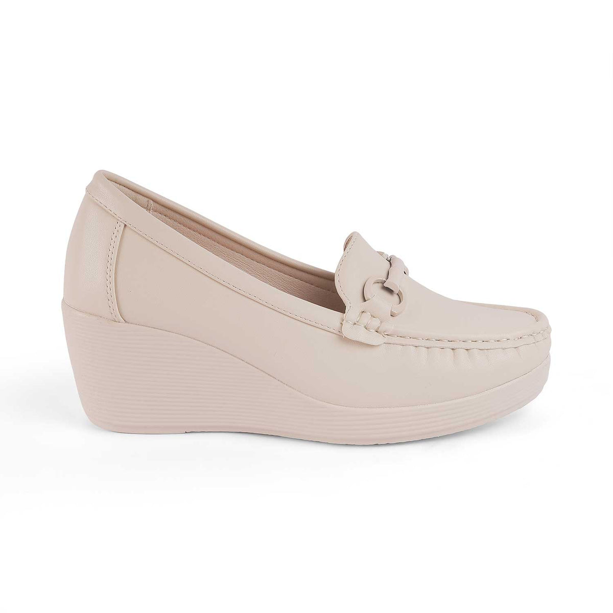 Tresmode Trebien White Women's Wedge Loafers