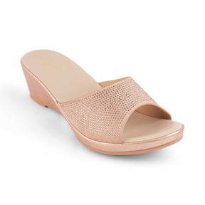 Tresmode Treyork Champagne Women's Dress Wedge Sandals