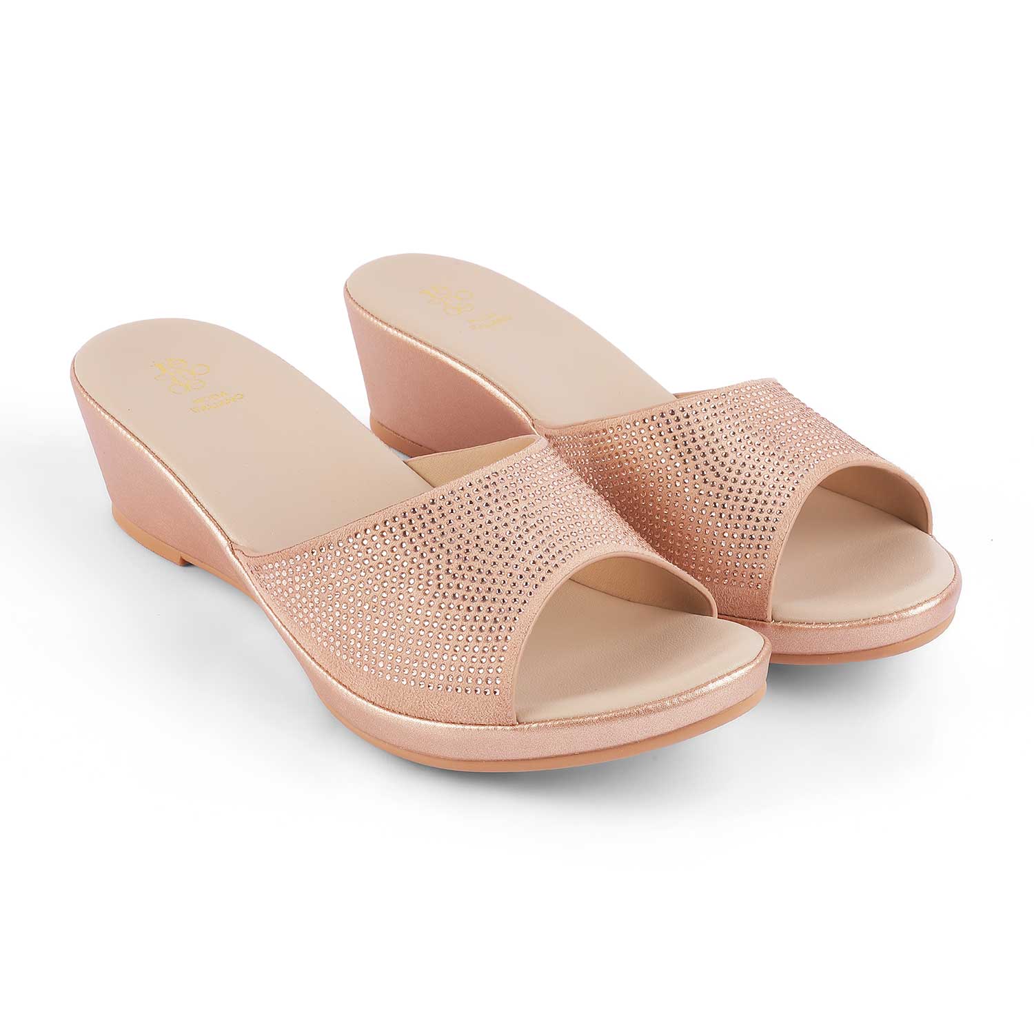 Tresmode Treyork Champagne Women's Dress Wedge Sandals