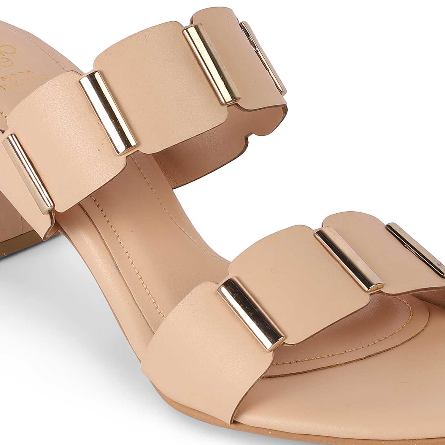 Valer Beige Women's Fashion-forward Block Heel Sandals Tresmode