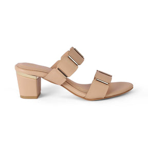 Valer Beige Women's Block Heel Sandals Tresmode