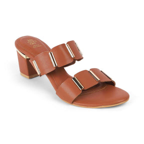 Tresmode Valer Tan Women's Dress Block Heel Sandals