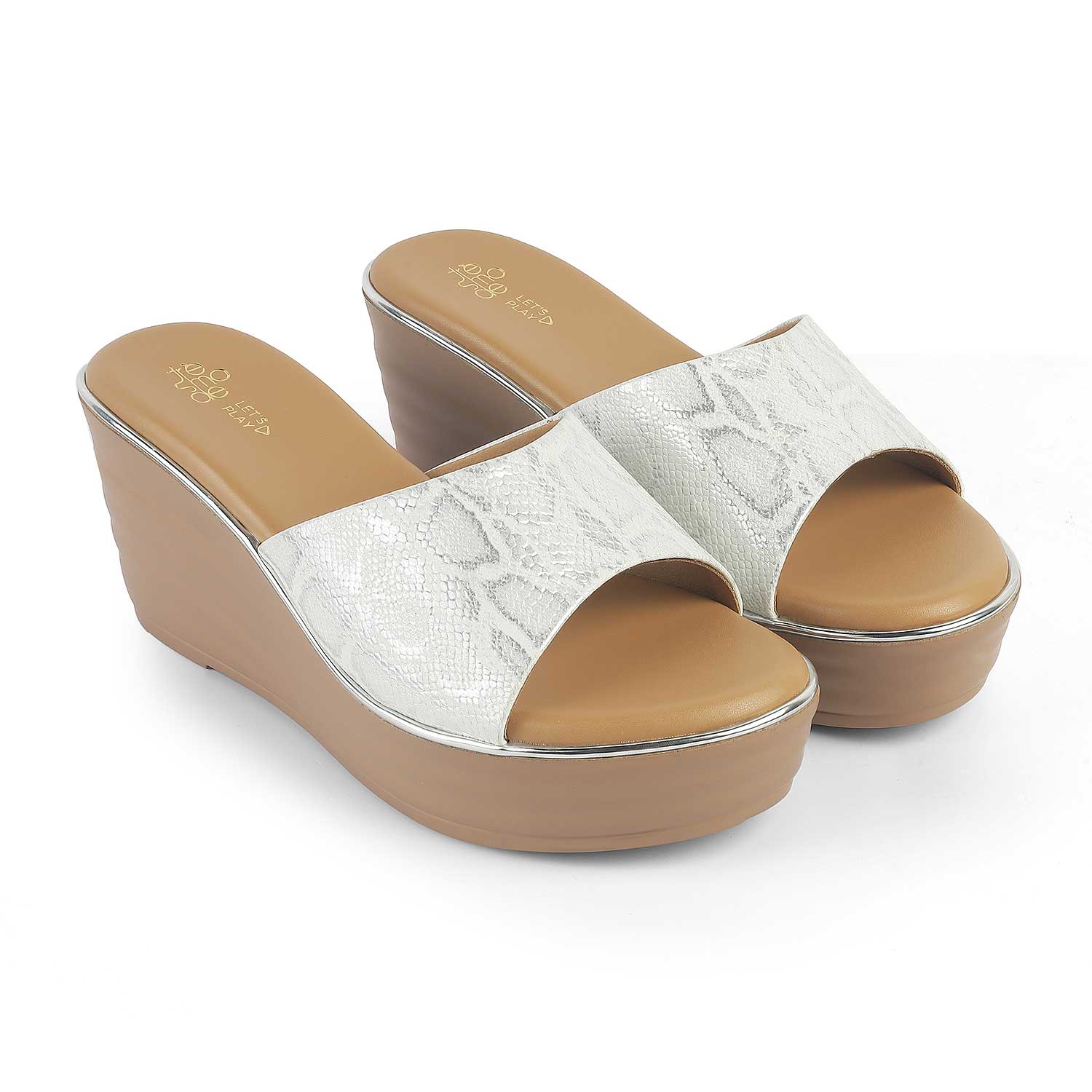 Tresmode Avda White Women's Dress Wedge Sandals