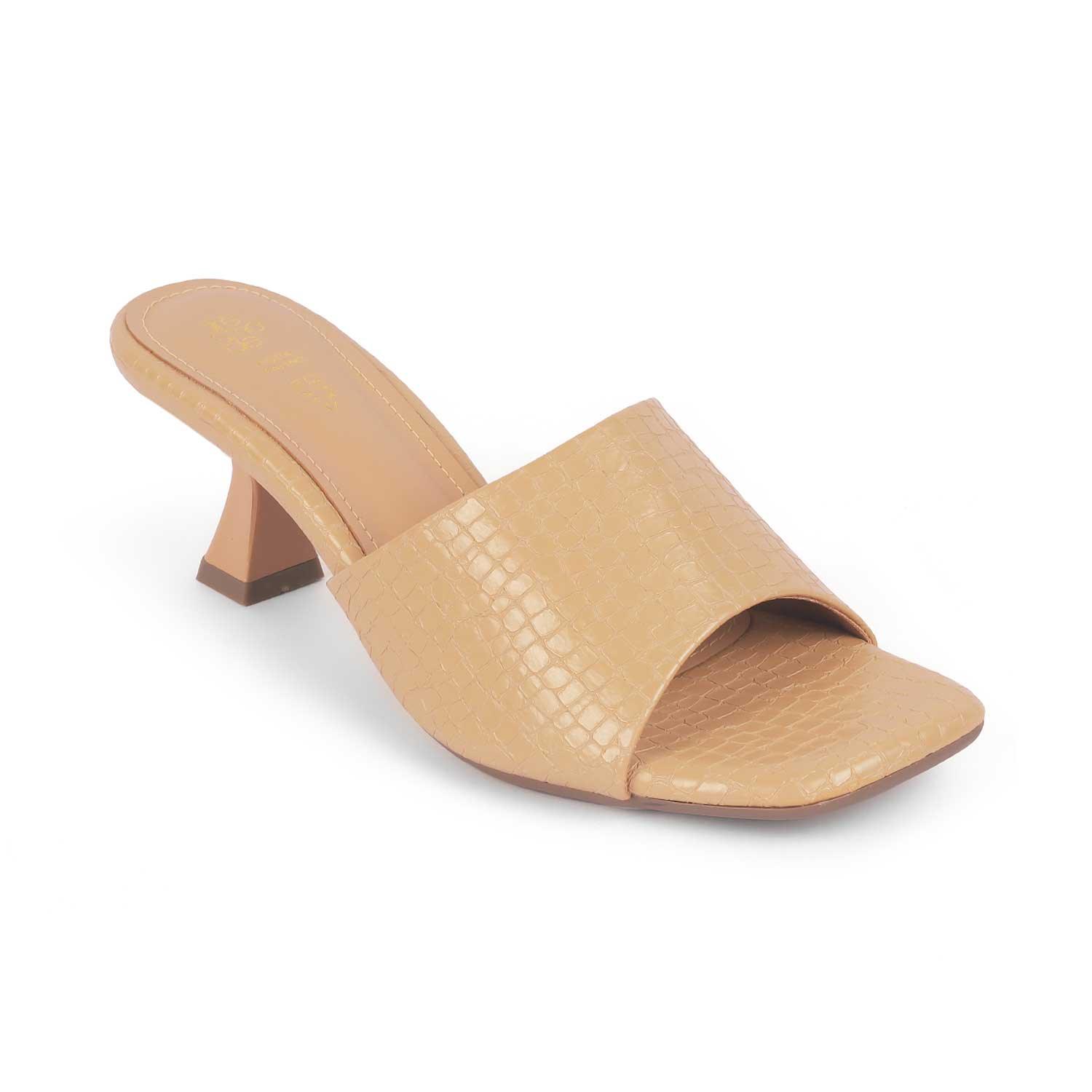 Bray Beige Women's Square Shape Heel Sandals Tresmode