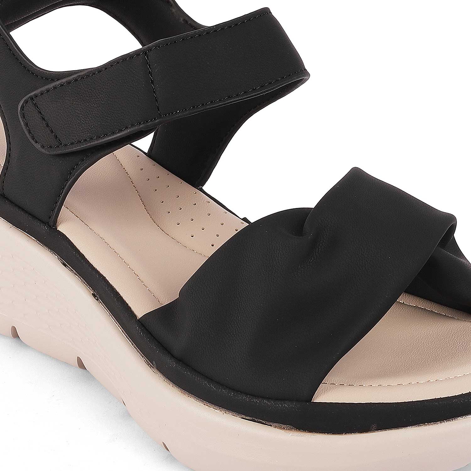 Tresmode Burze Black Women's Casual Wedge Sandals