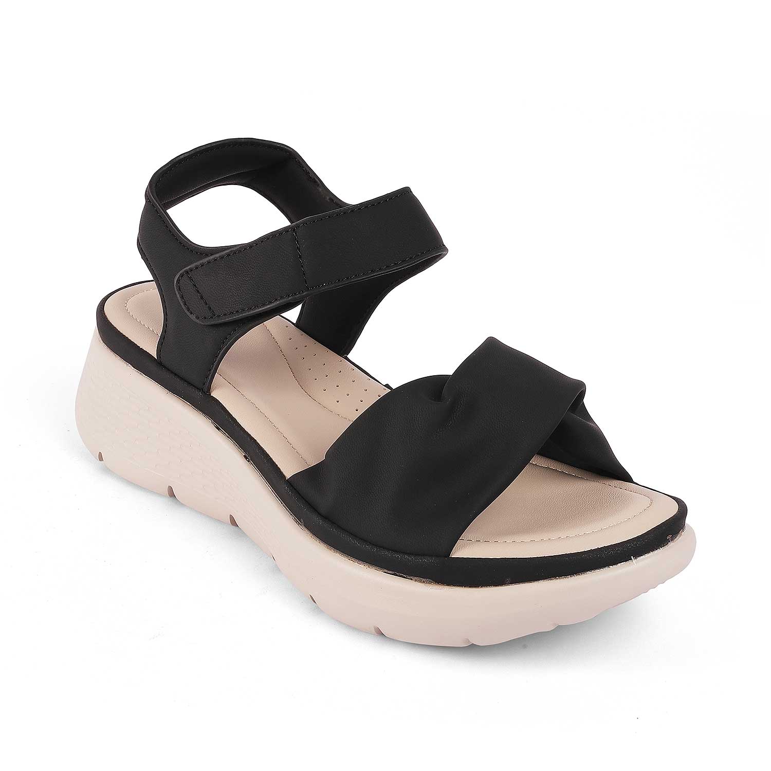 Tresmode Burze Black Women's Casual Wedge Sandals