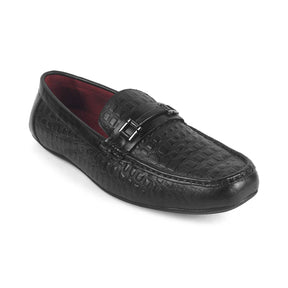 Men's Black Leather Driving Loafers Tresmode