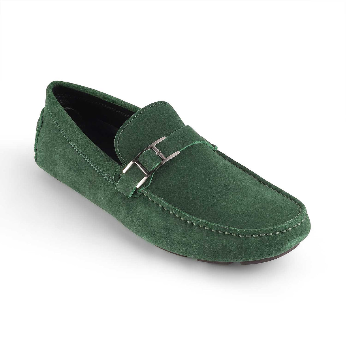 Tresmode Campin Green Men's Leather Driving Loafers