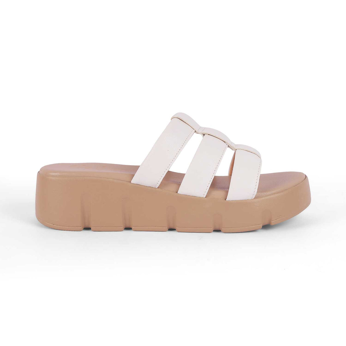 Tresmode Cludius White Women's Casual Chunky Sole Wedges