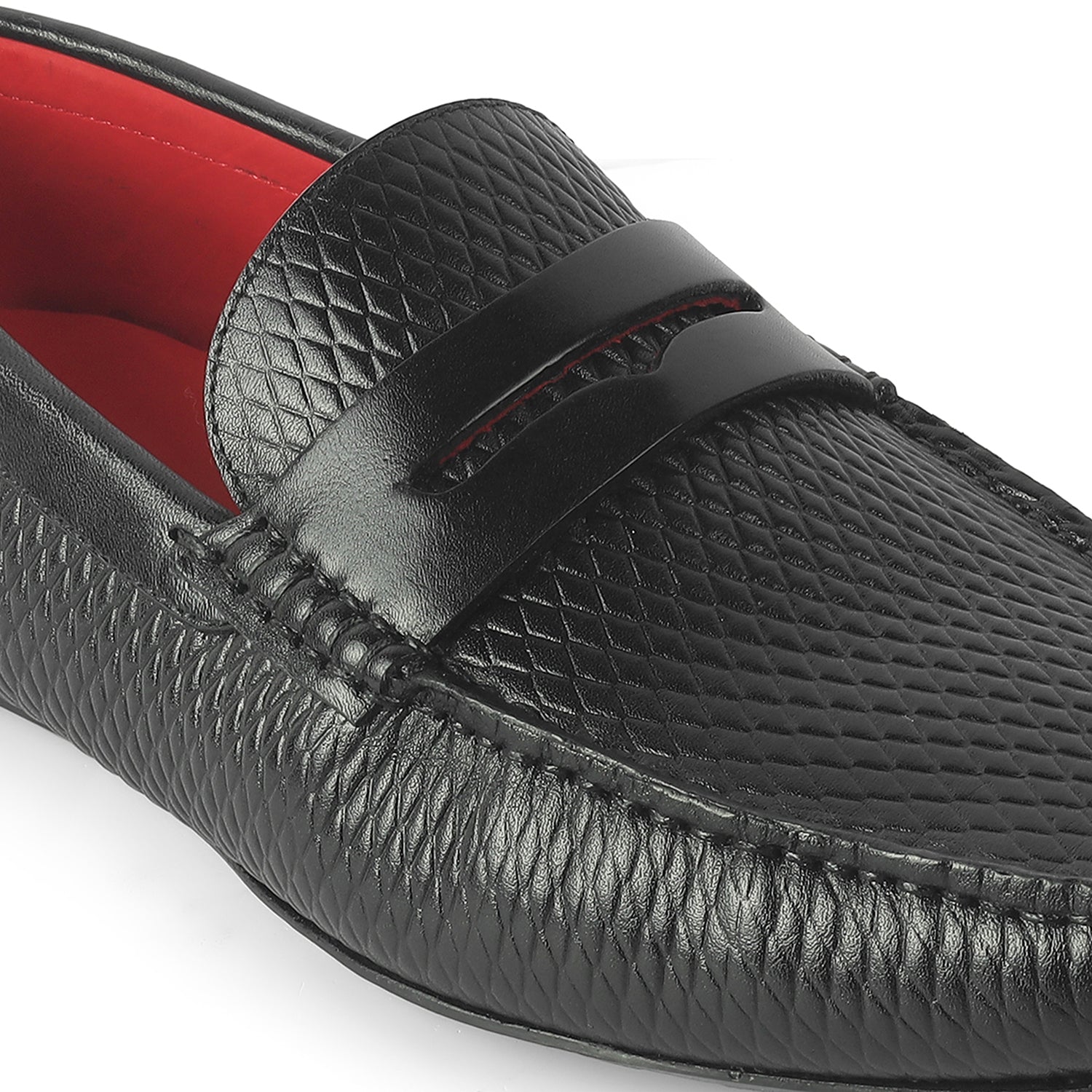 Tresmode Copen Black Men's Leather Penny Driving Loafers