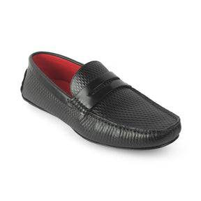 Tresmode Copen Black Men's Leather Penny Driving Loafers