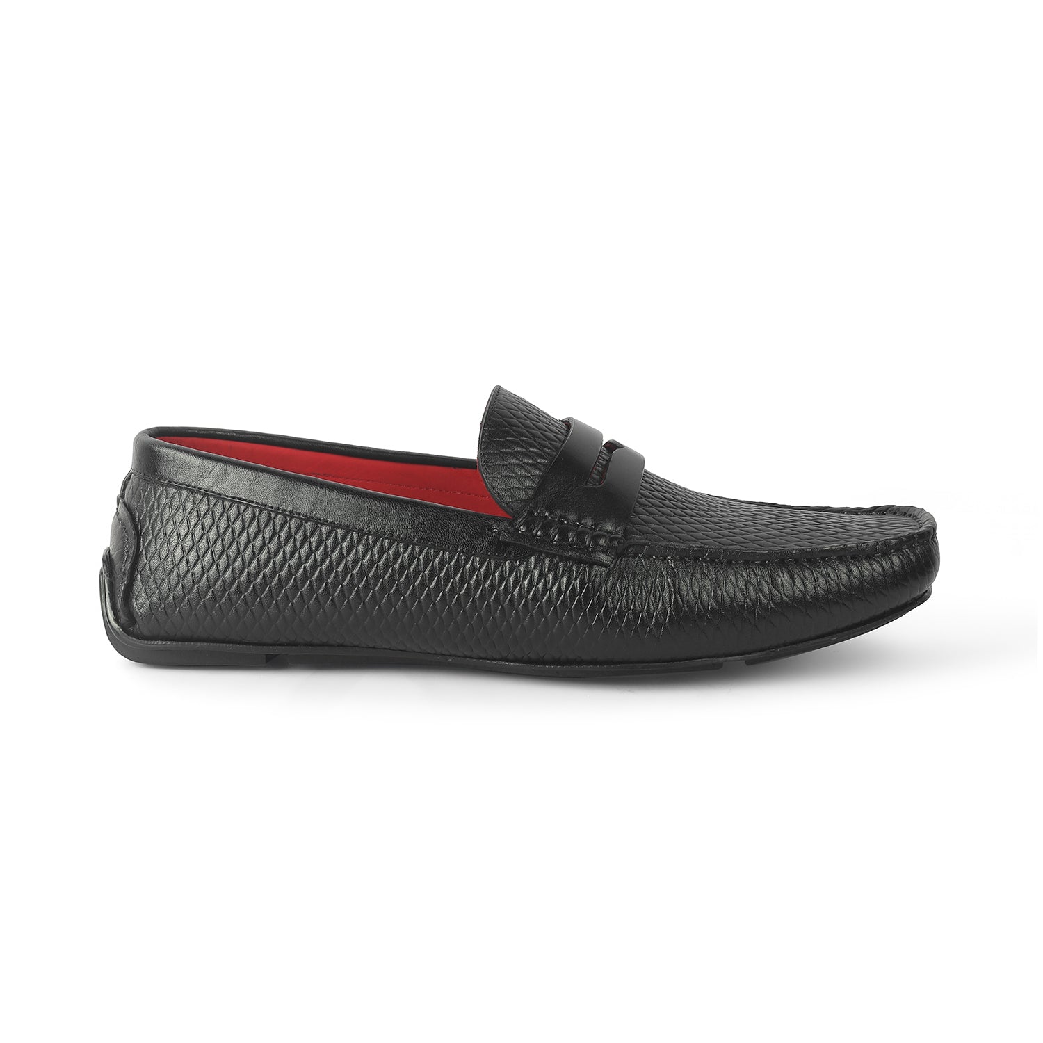 Tresmode Copen Black Men's Leather Penny Driving Loafers