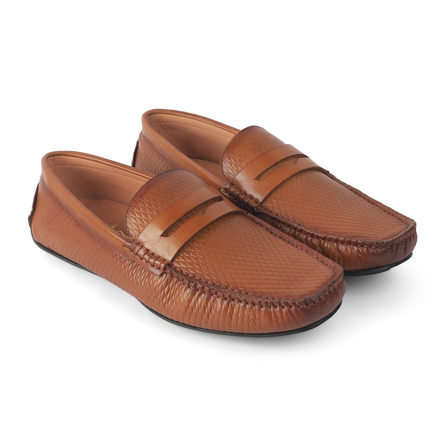 Tresmode Copen Tan Men's Leather Penny Driving Loafers