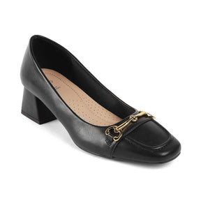 Tresmode Donatella Black Women's Dress Block Heel Pumps