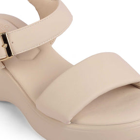 Tresmode Fashio Beige Women's Casual Wedge Sandals