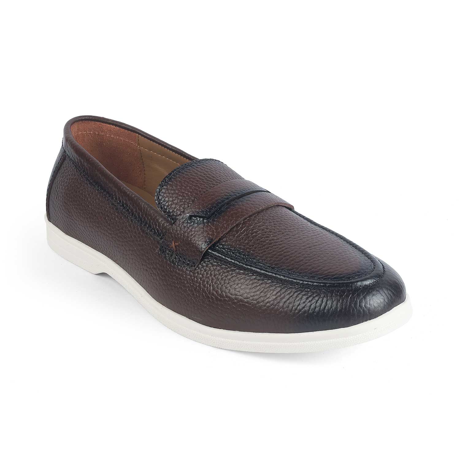 Tresmode Federer Brown Men's Penny Leather Driving Loafers